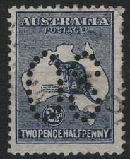 AUSTRALIA 1913 Kangaroo 21/2d 1st Wmk Perf Large OS Die II SGO4 VFU