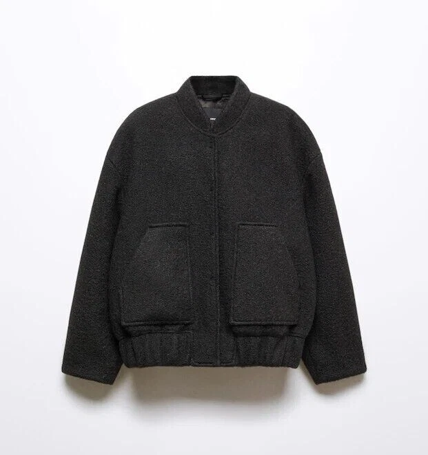 Mango Oversize Bomber Jacket Sugar Women Size XS 57065988 Black | eBay