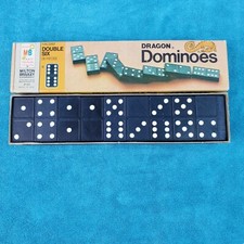 Vintage 1970 MILTON BRADLEY MB Halsam Dragon Double Six Wooden 28 Dominoes 4130