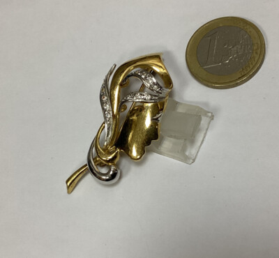 Wunderschöne Brosche Blumen aus 925 SILBER Vermeil Gesicht Damen
