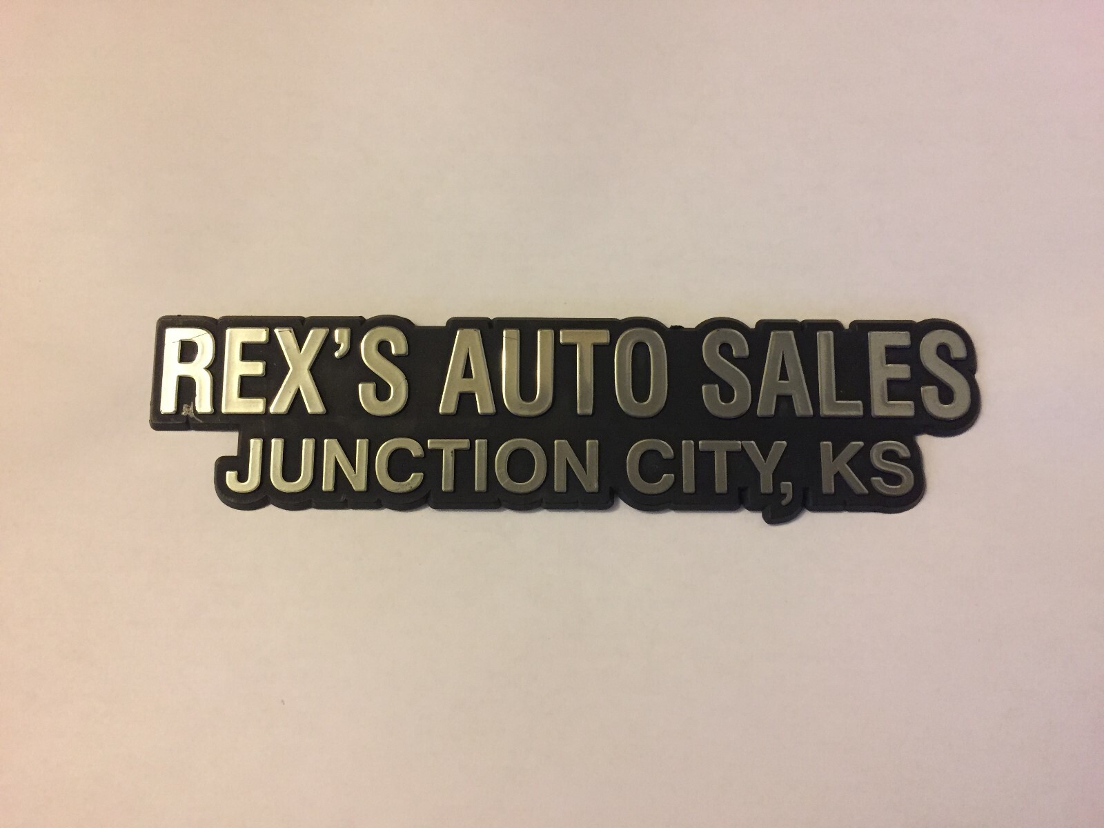 Plastic Rex's Auto Sales Junction City, KS Car Dealership Emblem eBay