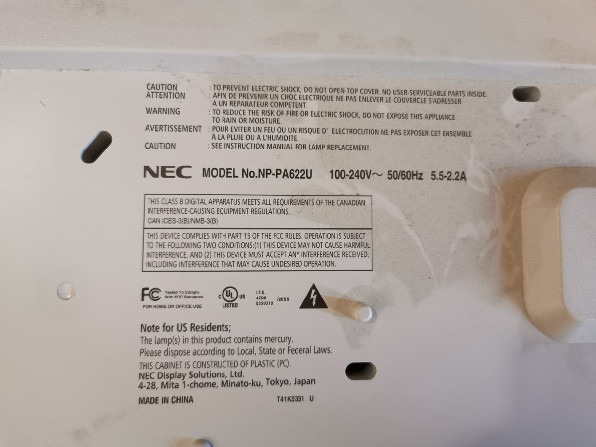 NEC NP-PA622U Projector 6200 lumens 805736053272| eBay
