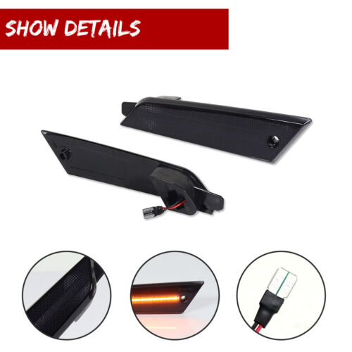 2x Smoked Front Fender Amber LED Side Markers Lights For 1979-1986 Ford Mustang - Picture 3 of 11