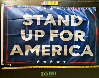 Donald Trump Flag FREE FIRST CLASS SHIP Stand Up For America Blue USA Sign 3x5'