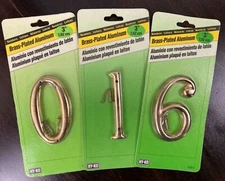 NIP, Hy-Ko,  3" Brass-Plated Aluminum Numbers