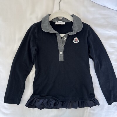 Authentic Moncler Navy Kids Children Girls Polo Ruffle Hem Sz 110/ 5yr