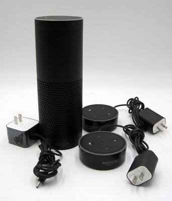 Amazon Echo 1st Gen Smart Assistant W/2 Echo Dot 2nd Gens With Power  Supplies 848719080438|