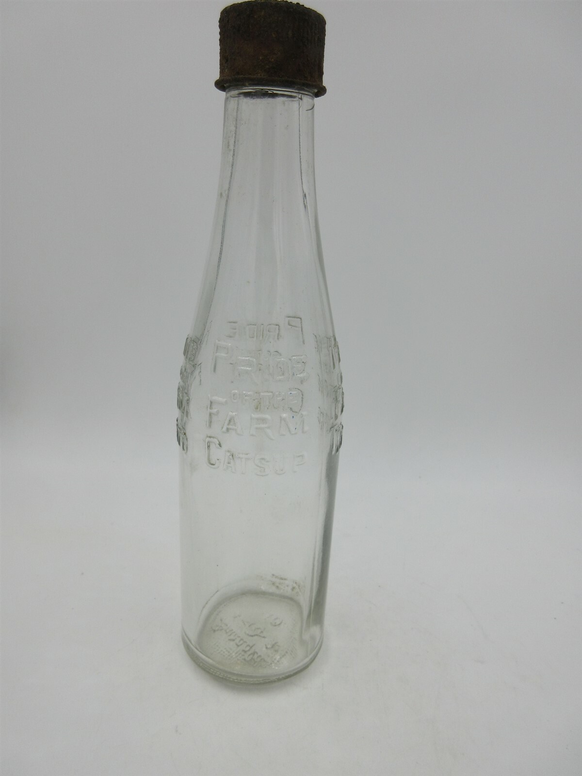 Pride Of The Farm Tomato Catsup Ketchup Bottle Clear embossed lettering