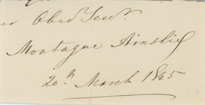 Montague Ainslie- Historical Clipped Signature (Iron Ore Businessman)