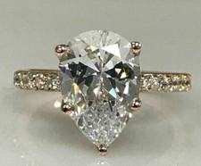 5.60 Ct Pear Cut White Diamond Lab-Created Engagement Ring 14K Rose Gold Plated