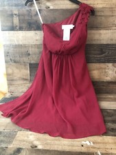 Davids Bridal Bridesmaid dress size 2 Red Mid Length One Shoulder