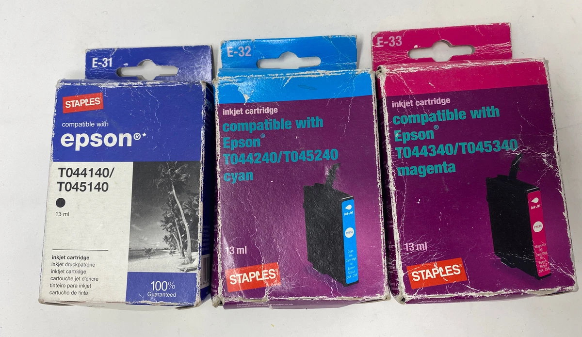 Staples Epson Ink Cartridge T044240 T045240 C M Y B 13ml E 31 E32 E33