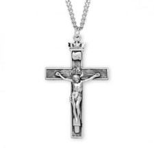 Sterling Silver Crucifix Size 1.7in x 1.1in Features 24in Long chain