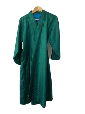 Vintage Lined Silk Robe Kimono, Emerald Green, Inside Bright Blue Made In  Korea | eBay