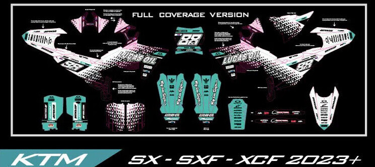 Graphic Kit Vinyl Wrap Decal motocross SX, SXF, XCF 2023+ KTM MX LOS ANGELES II KGFX graphics kit