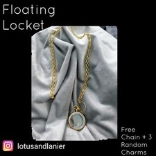 Floating Locket Plain w/Chain Plus 3 Random Charms