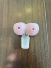 14Mm Pink Thick Quality Glass Boob Breast Double Bowl Pipe