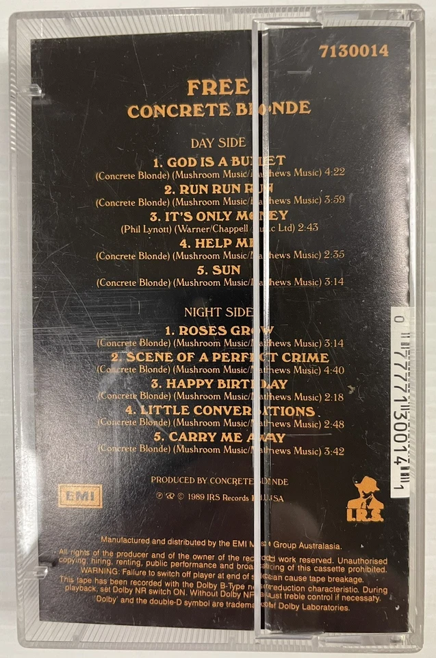 Concrete Blond Free Music Cassette Tape 7130014 EMI 1989 Original - Image 2 of 4