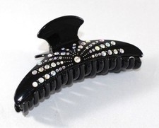 Brand New Classical Black Celebration Life Hair Clip Claw w/ Clear AB Crystals