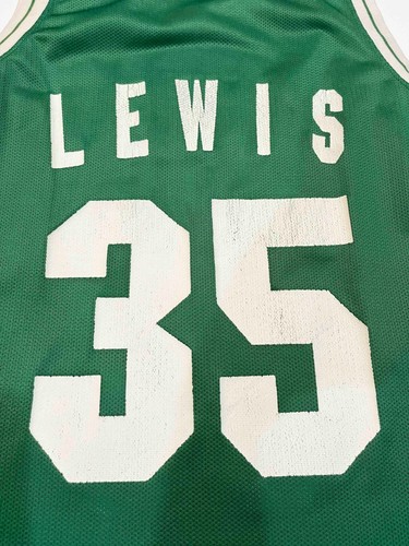 Vintage Champion NBA Boston Celtics REGGIE LEWIS #35 Jersey Green Sz 40 USA - Picture 5 of 10
