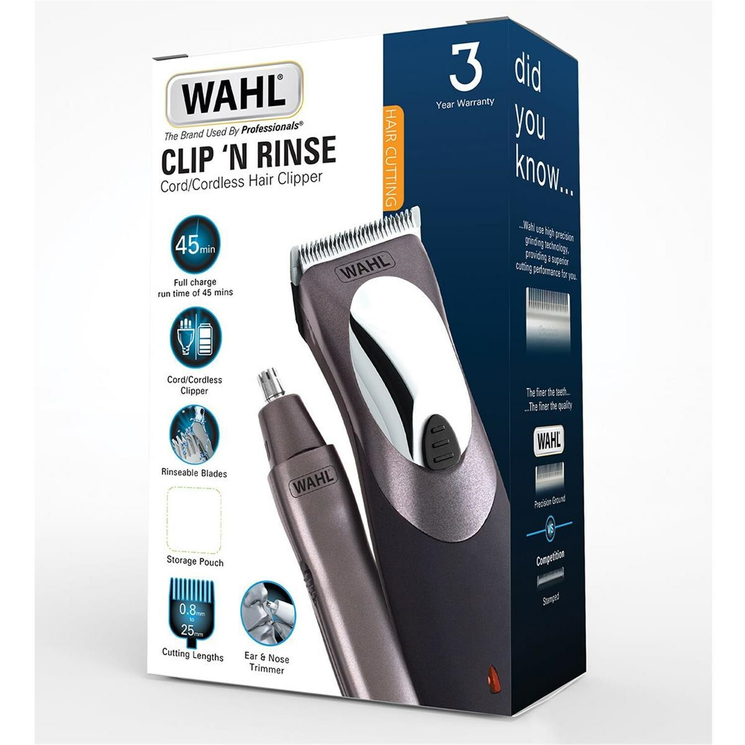 Wahl Mens Clip ‘N Rinse Cord Cordless Hair Clipper Trimmer Grooming Set