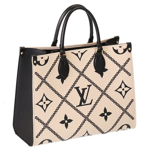 LOUIS VUITTON M46016 On the Go MM Creme Monogram Amplant Brodley Tote Bag |  eBay