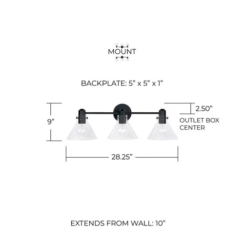 Capital Greer 28 1/4" Wide Matte Black 3-Light Bath Light - Picture 5 of 5