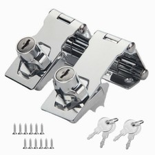 Double Hinge Cabinet Locks With Keys Keyed Door Lock Hasp Latch Shed 2 Pack