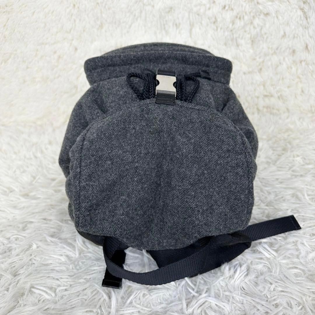 PRADA Backpack Unused Wool Triangular Logo Black … - image 4