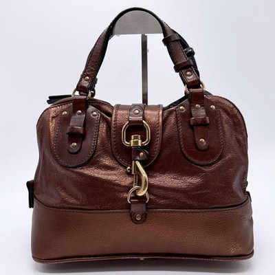 Chloe Kerala Bucket Satchel Bag Vintage Leather Horse Charm Dark