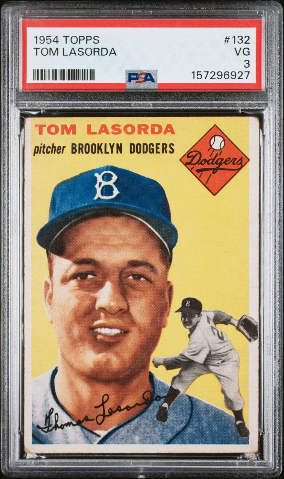 1954 TOPPS 132 TOM LASORDA PSA 3 ROOKIE 157296927