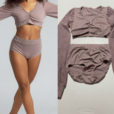 Kelle dance solo costume blush mauve 2 piece BUTTERFLIES 3847A rhinestoned MC