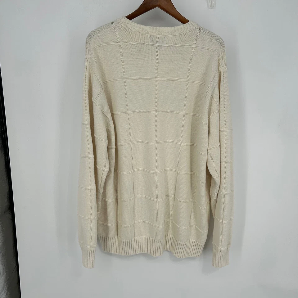 Suéter Alexander Julian Colores Crema Rejilla Tejido Algodón Para Hombre De Colección 2XL Foto 4 de 4