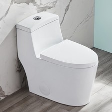HOROW One Piece Elongated Toilet 0.8 / 1.28 GPF Tornado Dual Flush 12'' Rough-In