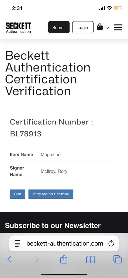 Revista Golf Digest firmada por Rory McIlroy auto ganador de Grand Slam Beckett Foto 3 de 3