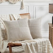 2 Packs Decorative Throw Pillow Covers 16" x 16" Pack of 2 Neutral Taupe