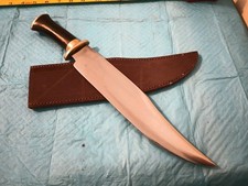 16" Vintage Hand Forged Pakistan Bowie Knife With Leather Sheath