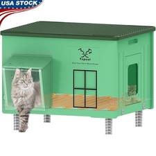 Heated Outdoor Cat House Insulated Waterproof Shelter Winter Feral Cats New