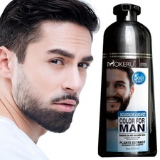 Men Beard Hair Color Dye Tint Moustache Black Darkening Shampoo 200ml