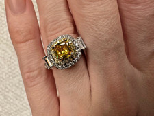 Yellow Halo Cubic Zirconia Canary Diamond Fantasy Ring Size 5 1/2