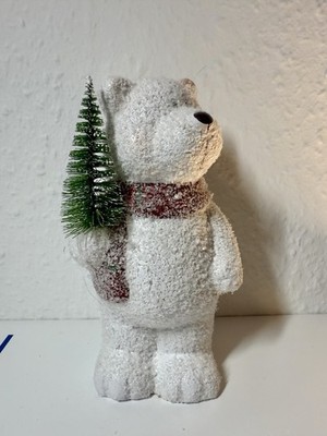 Vintage Christmas Decorative Bear Figurine, Ceramic