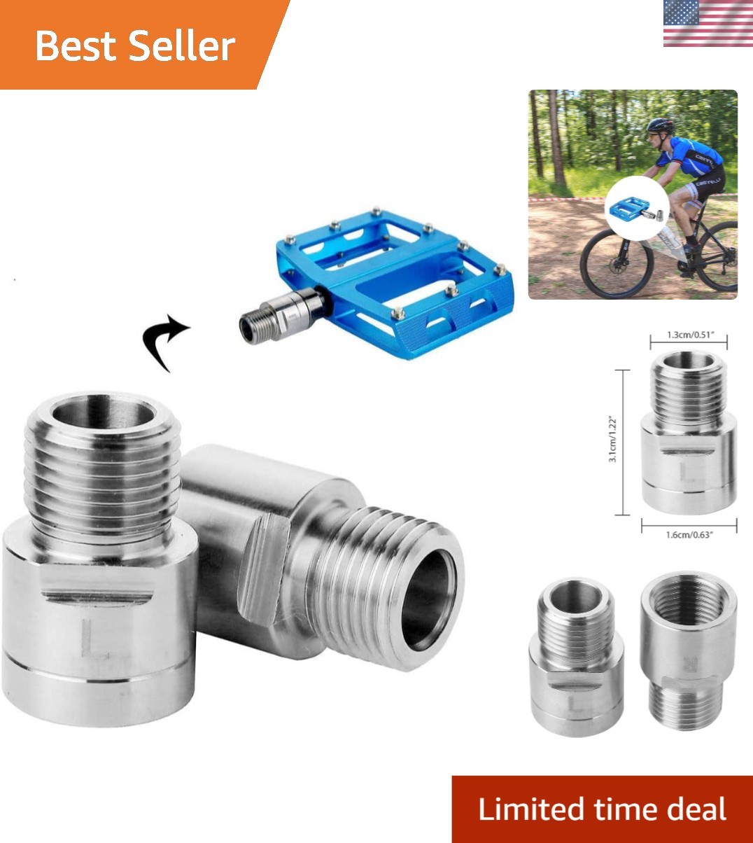 Anti-Rust Bike Pedal Extenders - 20mm Extension for Comforta