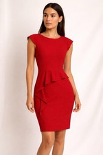 Calvin Klein Red Ruffle Sheath Dress Size 4 Work Career Corpcore Business