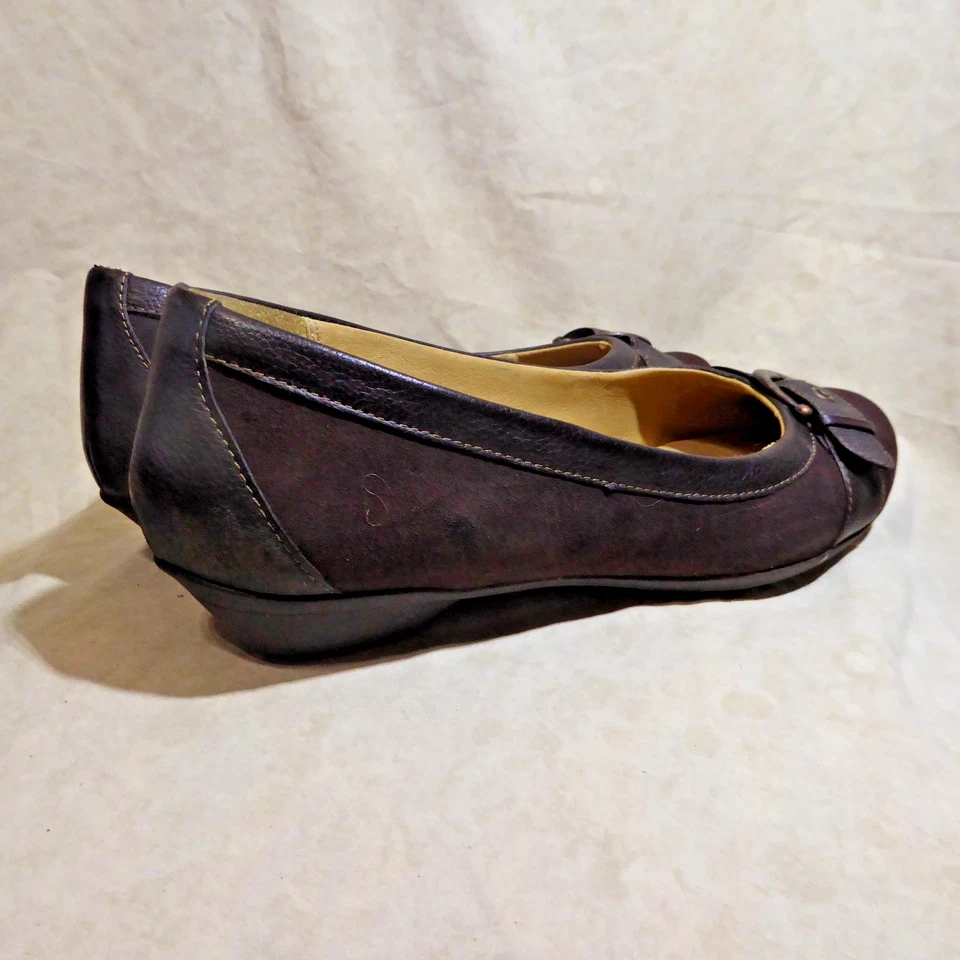 🩰 Softspots Ballet Pisos 10 M Cuero Marrón Cacao Gamuza; Hebilla Correas Acentos Foto 4 de 4