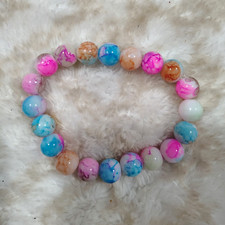 Multicolor Round Acrylic Beaded Stretch Bracelet, Ball/Bead Chain, Sizable
