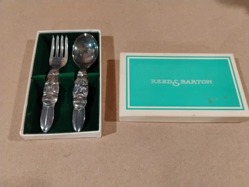 Reed & Barton Sterling Silver Baby Spoon Fork Set Vintage w/ Box