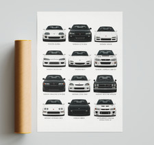 JDM Car Poster,  Japanese Drift Cars Wall Art, Supra Skyline Wall Art Decor Art
