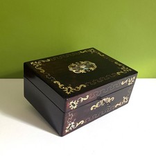 Antique Victorian Rosewood Jewellery Box, Exceptional Interior, Working Key