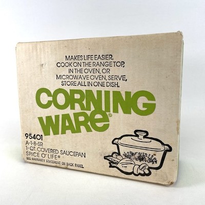 NEW IN BOX VTG Corning Ware Spice O' Life 95401 A-1-8-SR 1 Qt Covered Saucepan