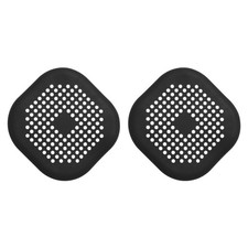 2pcs Shower Drain Hair Catcher 5.5" Dia Square Drain Strainer for Shower Black